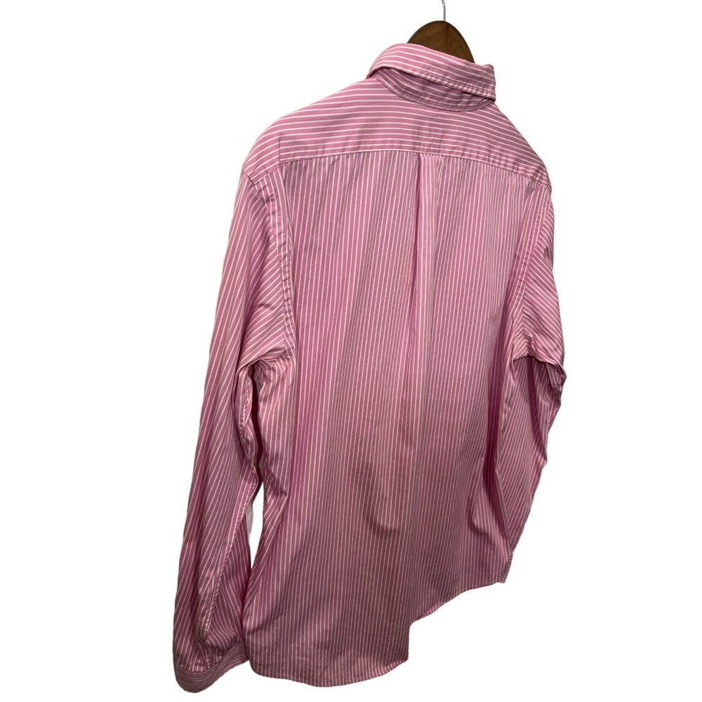 RALPH LAUREN CUSTOM FIT PINK & WHITE STRIPED BUTTON DOWN DRESS SHIRT - Picture 13 of 14